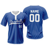 Custom Blue-White Pinstripe Two-Button Baseball Jersey